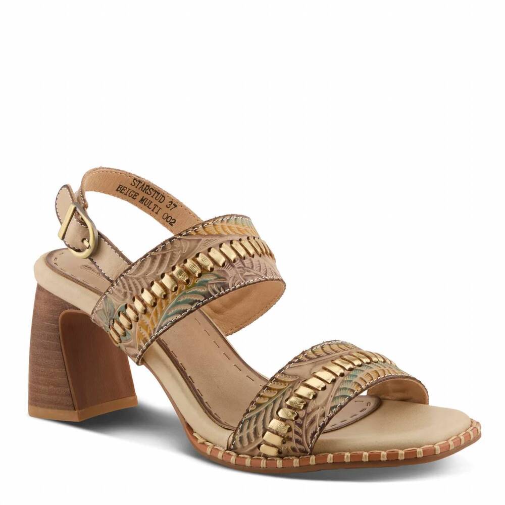 NEW SPRING STEP SHOES women's starstud leather sandals in beige multi